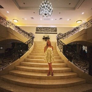 Elegant Gold & White Dress